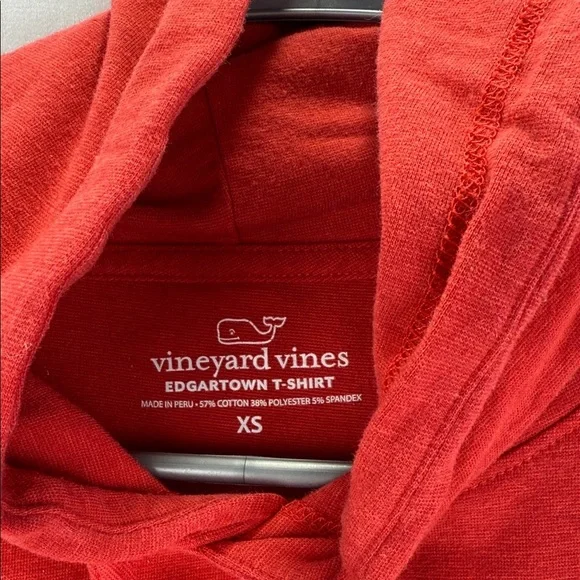 Vineyard Vines Red Edgartown long Sleeve drawstring Hoodie T-Shirt Size XS - Picture 3 of 6